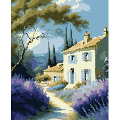 Картина за номерами Сільська. Будинок з лавандою, , 40х50см, в термопакеті, Artissimo (PN9187)