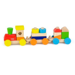 Деревянный поезд-пирамида Viga Toys Цветные кубики (51610)