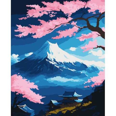 Картина по номерам Пейзаж. Фудзиама весной, 50х60см, в термопакете, Artissimo (PNX3506)