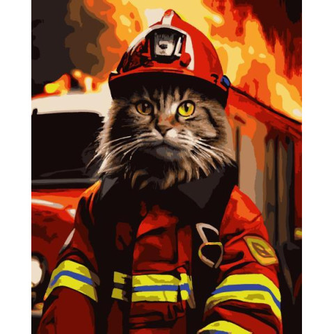 Картина за номерами Тварини. Котик пожежник, 50х60см, в термопакеті, Artissimo (PNX4208)