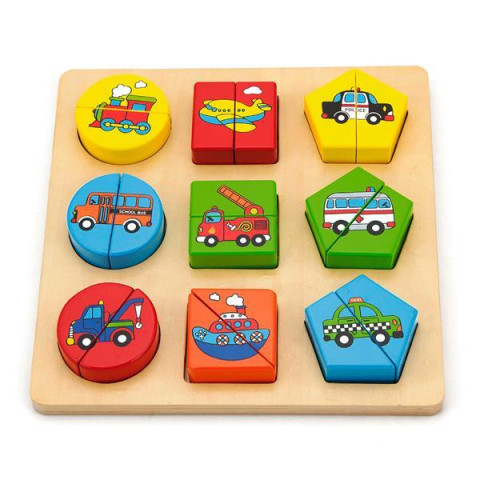 Дерев'яний пазл-сортер Viga Toys Фігури та транспорт (59586)