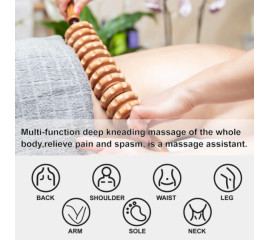 Роликовый ручной массажер-палка для глубокого массажа мышц 8x45 см, HBC (11620)