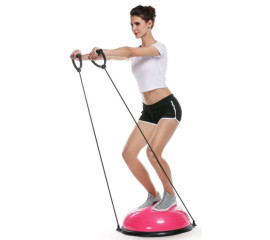 Балансировочная полусфера BOSU для фитнеса и гимнастики D 59см надувная с насосом  60x61 см, HBC (10508)