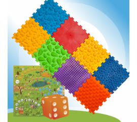 Массажный коврик из 8 элементов + игра «Лесные приключения» 27x28 см, Ortek (09631)