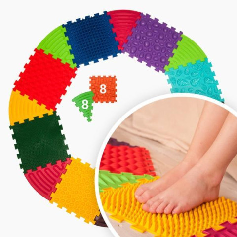 Масажний килимок Ортек Пазли 8 ел. + 8 Трикутників 28x28 см, Ortek (12732)