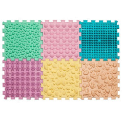 Килимок масажний "Пазли Мікс" 6 елементів Пастель 27x28 см, Ortek (12740)