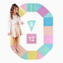 Масажний килимок Ортек Мега Мікс Пазли 12 елементів + 8 Секторів ПАСТЕЛЬ 28x28 см, Ortek (12902)