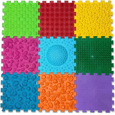 Массажный коврик Ортек Микс Пазлы 9 элементов 27x27 см, Ortek (13099)