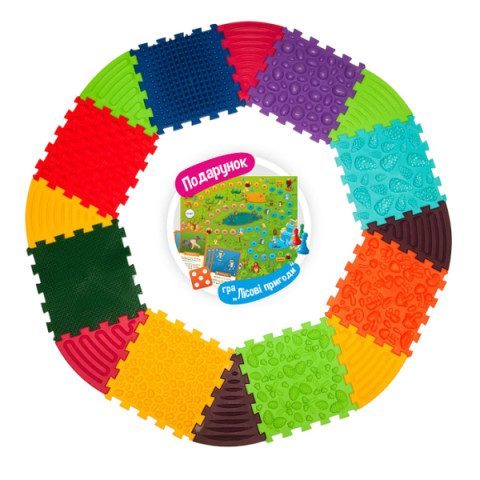 Масажний килимок Ортек Пазли 8 ел. + 8 Трикутників + гра в подарунок 28x28 см, Ortek (13094)