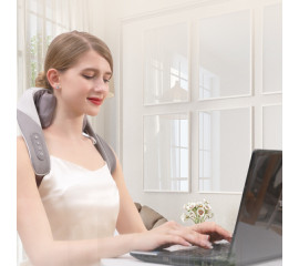 Портативный шиацовый массажер для глубоких тканей спины и шеи, с функцией тепла 24.5x16 см, HBC (13110)