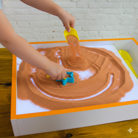 Кольоровий пісок для пісочної терапії та анімації 0,2–0,8 мм | Аксесуар до пісочних столів | помаранчевий