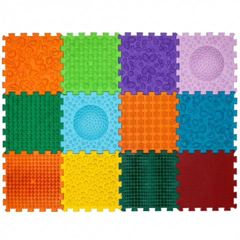 Масажний килимок Ортек Мега Мікс Пазли 12 елементів ОНОВЛЕНИЙ 27x27 см, Ortek (13207)