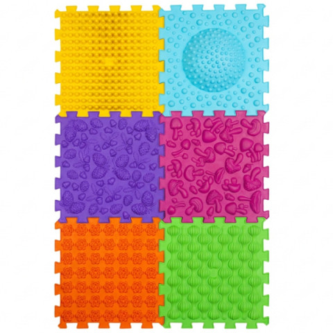 Масажний килимок Ортек Мега Мікс Пазли 6 елементів ОНОВЛЕНИЙ 27x27 см, Ortek (13205)