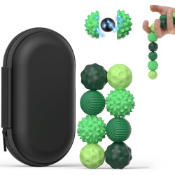 Сенсорные магнитные шарики, зелёный набор 8 шт, с чехлом, размер M 9x14 см, Ortek (13159)