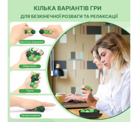 Сенсорні магнітні кульки, зелений набір 8 шт, з чохлом, розмір M 0.035x0.035 см, Ortek (13159)