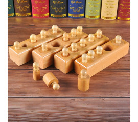 Набор деревянных цилиндров Монтессори Развивающая игрушка 16x17 см, HBC (13170)