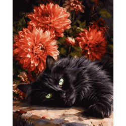 Картини за номерами "Котик з хризантемами" 40*50 см Artissimo (PN4077)