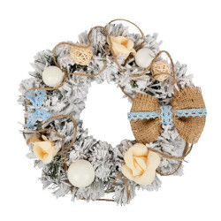 Венок Yes! Fun с украшением "Белая роза" d-15 см. заснеженный (903771)