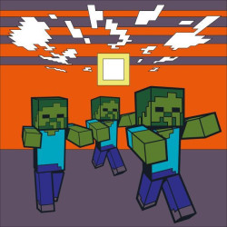 Картина за номерами SANTI Майнкрафт. Втеча зомбі 25х25 см LED підсвітка (954401) арт: 954401-tp