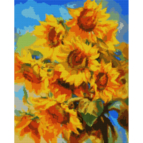 Алмазная мозаика SANTI Яркие подсолнухи, 40*50см на подрамнике ©juliatomesko_artist (954524)