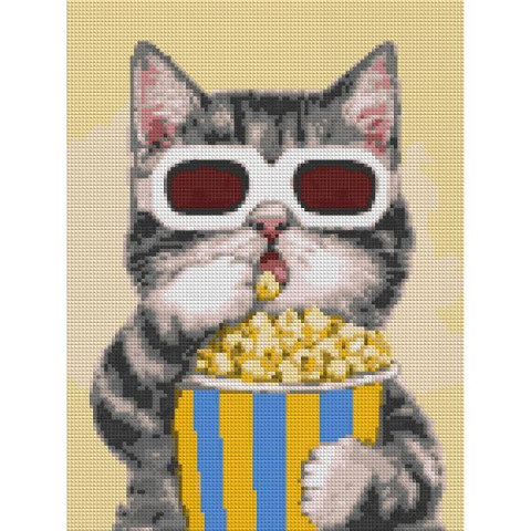 Алмазна мозаїка SANTI Кіт-кіноман 30*40см на підрамнику (954709) арт: 954709-tp