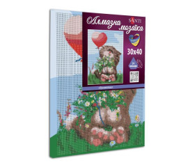 Алмазна мозаїка SANTI Котик з кулькою 30*40см на подрамнике (954714) арт: 954714-tp