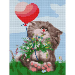 Алмазная мозаика SANTI Котик с шариком 30*40см на подрамнике (954714)