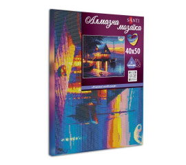 Алмазна мозаїка SANTI Річковий захід сонця 40*50см на підрамнику (954717) арт: 954717-tp