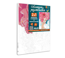 Картина по номерам с алмазной мозаикой SANTI Девушка-роза,40*50 см @pollypop92 (954870)