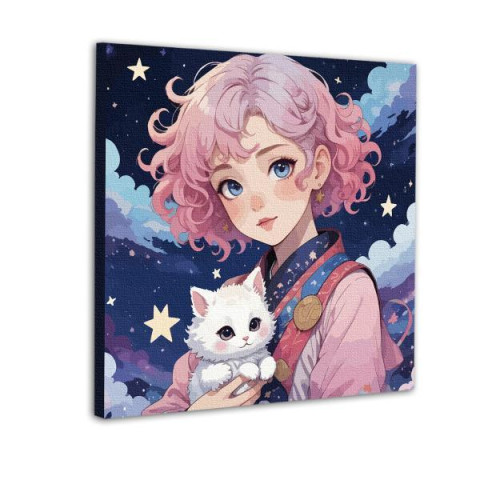 Картина за номерами Люди. Дівчина з кошеням, 40х40см, в термопакеті, SANTI (955042-tp)