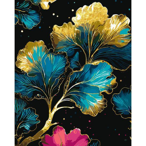 Картина по номерам Цветы. Золотые лепестки, поталь, 40х50см, в термопакете, SANTI (955284-tp)