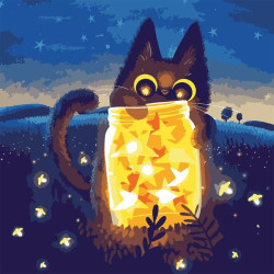 Картина за номерами SANTI Кошеня з зірками 40*40см LED підсвітка (955427) арт: 955427-tp