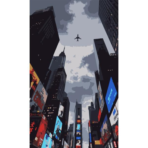 Картина по номерам SANTI Самолет над городом 30х50 см (955545)