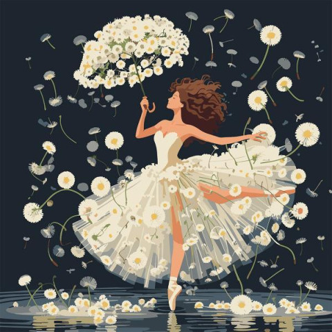 Картина по номерам SANTI Одуванчики и танцовщица 40х40 см (955644)