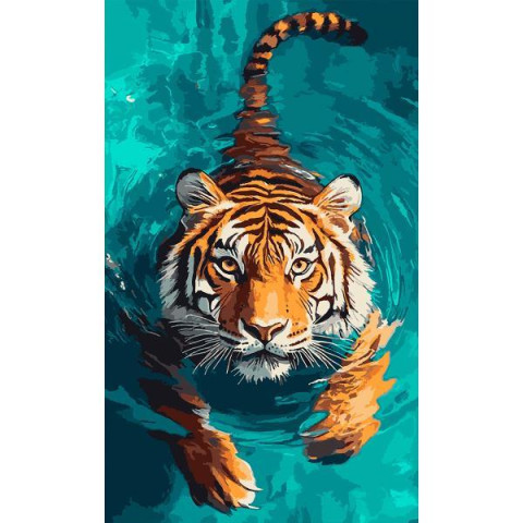 Картина за номерами SANTI Тигр у воді 30х50 см (955653)