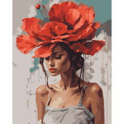 Картина по номерам SANTI Девушка с красным цветком 40х50 см (955744)