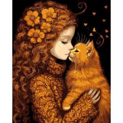 Картина по номерам SANTI Девочка и котенок 40х50 см (955745)