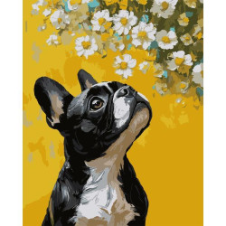 Картина по номерам SANTI Бульдог и цветы 40х50 см (955746)