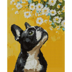 Алмазная мозаика SANTI Бульдог и цветы 40х50 см на подрамнике (956048)