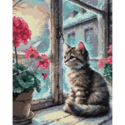 Алмазная мозаика SANTI Цветок и котенок 40х50 см на подрамнике (956056)