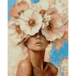 Алмазная мозаика SANTI Девушка и нежный цветок 40х50 см на подрамнике (956057)