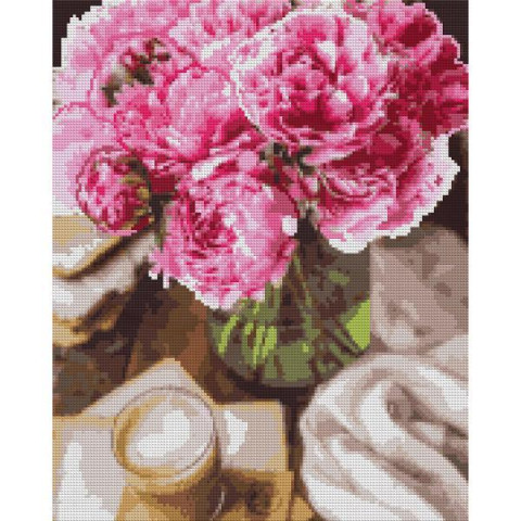 Алмазная мозаика SANTI Пионы и утро 40х50 см на подрамнике (956063)