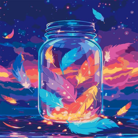 Картина по номерам SANTI Магические перья 40х40 см LED подсветка (956543)