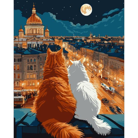 Картина за номерами SANTI Коти на даху 40х50 см LED підсвітка (956646) арт: 956646-tp