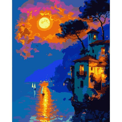 Картина за номерами SANTI Захід сонця на узбережжі 40х50 см LED підсвітка (956650) арт: 956650-tp