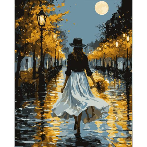 Картина по номерам SANTI Девушка с букетом 40х50 см LED подсветка (956652)