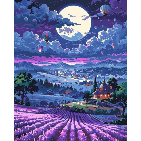 Картина за номерами SANTI Захід сонця та лаванда 40х50 см LED підсвітка (956653) арт: 956653-tp