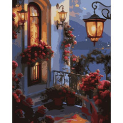 Картина за номерами SANTI "Квіти на балконі", 40*50см, LED підсвітка (956656) арт: 956656-tp