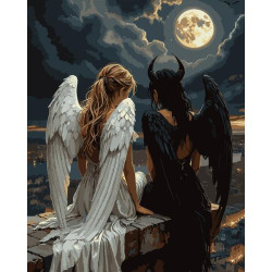 Картина за номерами SANTI "Ангел і Демон", 40х50см, LED підсвітка (956658) арт: 956658-tp