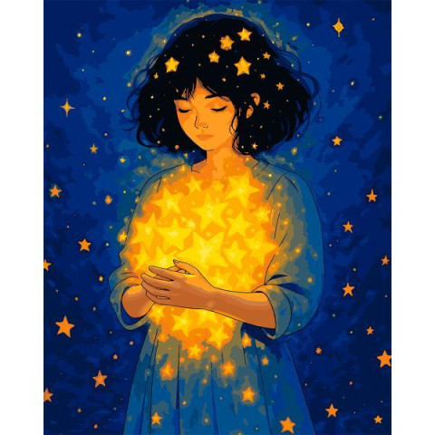 Картина по номерам SANTI Девочка со звездами 40х50 см LED подсветка (956663)